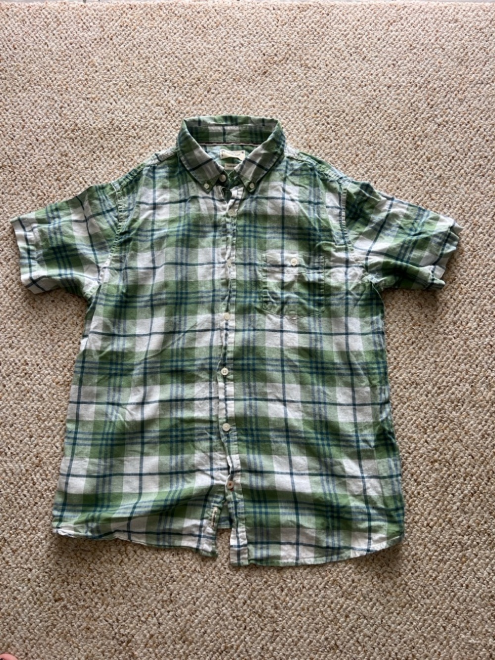 Original Weatherproof Vintage Large Linen/Cotton Green and Blue Plaid